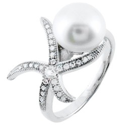 Ασημένιο δαχτυλίδι 925 με πέρλα και ζιργκόν