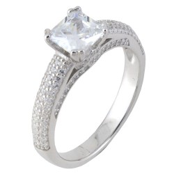 Ασημένιο μονόπετρο δαχτυλίδι 925