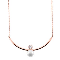 Ασημένιο κολιέ 925 σε ροζ χρώμα με μαργαριτάρι