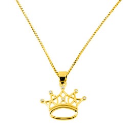 Ασημένιο επιχρυσωμένο κολιέ κορώνα 925