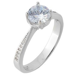 Ασημένιο μονόπετρο δαχτυλίδι 925