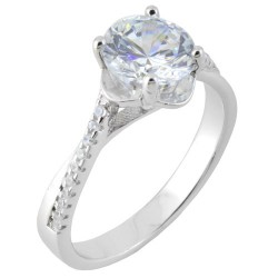 Ασημένιο μονόπετρο δαχτυλίδι 925