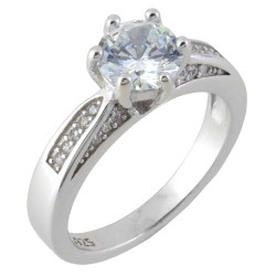 Ασημένιο μονόπετρο δαχτυλίδι 925