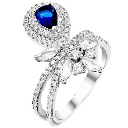 Ασημένιο δαχτυλίδι σταγόνα 925 με ζιργκόν