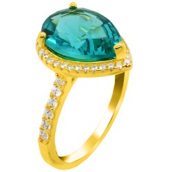 Ασημένιο επιχρυσωμένο δαχτυλίδι σταγόνα 925