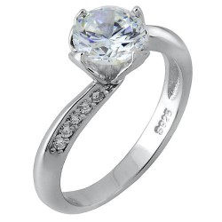 Ασημένιο μονόπετρο δαχτυλίδι 925