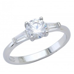 Ασημένιο μονόπετρο δαχτυλίδι 925 με ζιργκόν