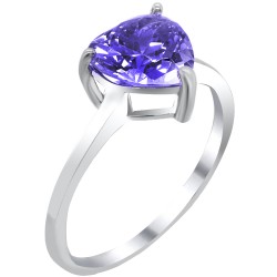 Ασημένιο μονόπετρο δαχτυλίδι καρδιά 925