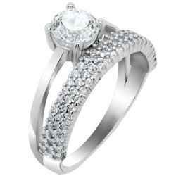 Ασημένιο μονόπετρο δαχτυλίδι 925 με ζιργκόν