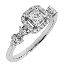 Ασημένιο δαχτυλίδι τετράγωνη ροζέτα 925 με ζιργκόν