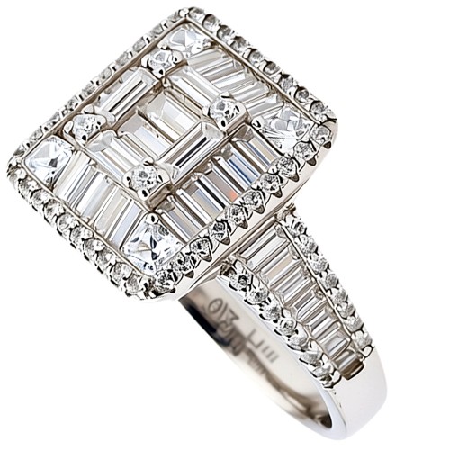 Ασημένιο δαχτυλίδι τετράγωνη ροζέτα 925 με ζιργκόν Ασημένιο δαχτυλίδι τετράγωνη ροζέτα 925 με ζιργκόν