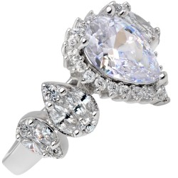 Ασημένιο δαχτυλίδι σταγόνα 925 με ζιργκόν