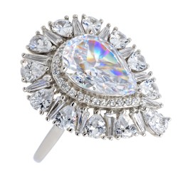 Ασημένιο δαχτυλίδι σταγόνα 925 με ζιργκόν