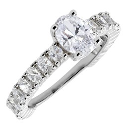 Ασημένιο οβάλ μονόπετρο δαχτυλίδι 925 με ζιργκόν