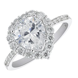 Ασημένιο δαχτυλίδι καρδιά 925 με ζιργκόν