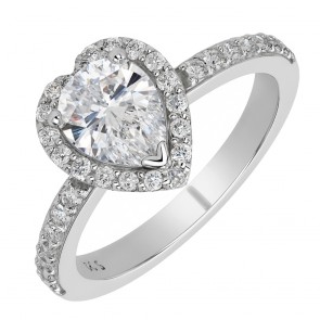 Ασημένιο δαχτυλίδι καρδιά 925 με ζιργκόν