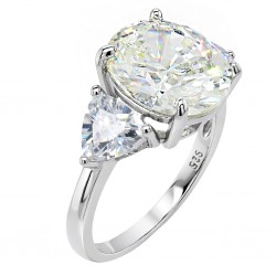 Ασημένιο οβάλ μονόπετρο δαχτυλίδι 925 με ζιργκόν