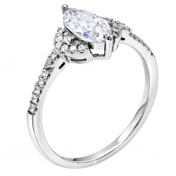 Ασημένιο μονόπετρο δαχτυλίδι marquise 925