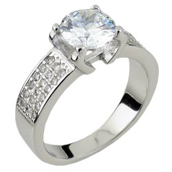 Ασημένιο μονόπετρο δαχτυλίδι 925 με ζιργκόν