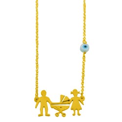 Ασημένιο επιχρυσωμένο κολιέ οικογένεια 925