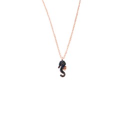 Ασημένιο κολιέ 925 σε ροζ χρώμα με ζιργκόν