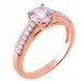 Ασημένιο μονόπετρο δαχτυλίδι 925 σε ροζ χρώμα με ζιργκόν