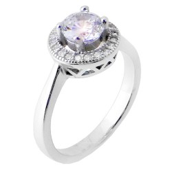 Ασημένιο μονόπετρο δαχτυλίδι 925 με ζιργκόν