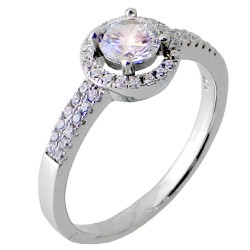 Ασημένιο μονόπετρο δαχτυλίδι 925 με ζιργκόν