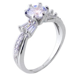 Ασημένιο μονόπετρο δαχτυλίδι 925