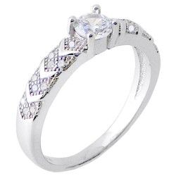 Ασημένιο μονόπετρο δαχτυλίδι 925