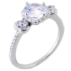 Ασημένιο μονόπετρο δαχτυλίδι 925 με ζιργκόν