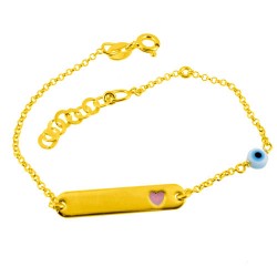 Ασημένιο επιχρυσωμένο παιδικό βραχιόλι ταυτότητα 925