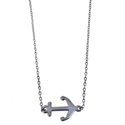 Ασημένιο κολιέ άγκυρα 925 με μαύρο επιπλατίνωμα