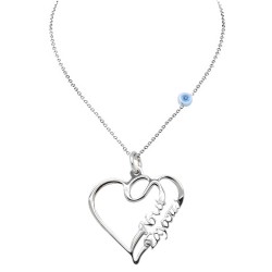 Ασημένιο κολιέ καρδιά νονά 925