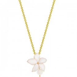 Ασημένιο επιχρυσωμένο κολιέ λουλούδι 925 με μαργαριτάρι