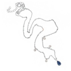 Ασημένιο κολιέ σταγόνα 925 με μπλε κρύσταλλο και ζιργκόν