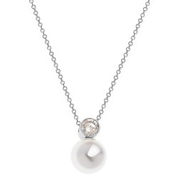 Ασημένιο κολιέ 925 με πέρλα και ζιργκόν