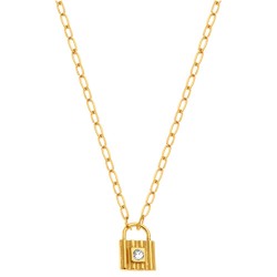 Ασημένιο επιχρυσωμένο κολιέ κλειδαριά 925