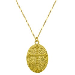 Ασημένιο επιχρυσωμένο οβάλ κωνσταντινάτο κολιέ 925