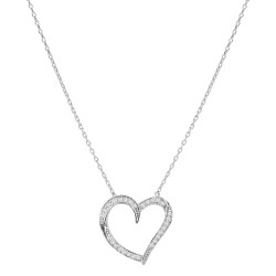 Ασημένιο κολιέ καρδιά 925 με ζιργκόν