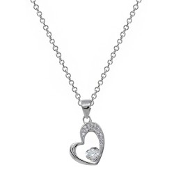 Ασημένιο κολιέ καρδιά 925 με ζιργκόν