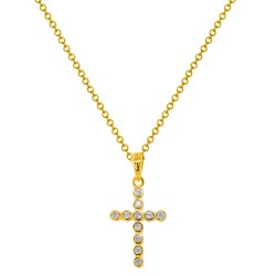 Ασημένιο επιχρυσωμένο κολιέ 925 με σταυρό