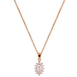 Ασημένιο κολιέ navette 925 σε ροζ χρώμα