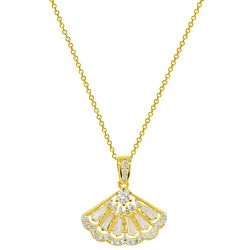 Ασημένιο επιχρυσωμένο κολιέ βεντάλια 925