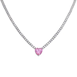 Ασημένιο κολιέ ριβιέρα με καρδιά 925