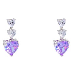 Ασημένια κρεμαστά σκουλαρίκια καρδιές 925