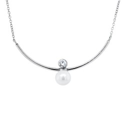 Ασημένιο κολιέ μπάρα 925 με μαργαριτάρι και ζιργκόν