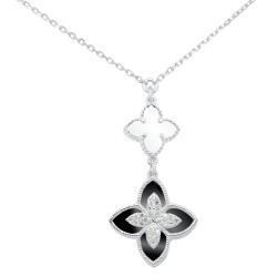 Ασημένιο κολιέ 925 λουλούδι και σταυρουδάκι