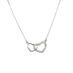 Ασημένιο κολιέ καρδιές 925 με ζιργκόν