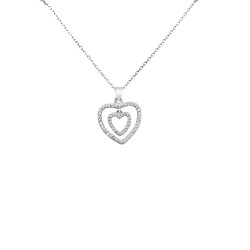 Ασημένιο κολιέ καρδιές 925 με ζιργκόν